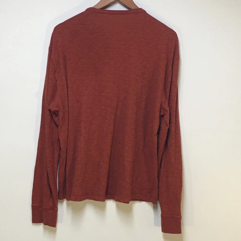 Banana Republic Henley Shirt Mens XL Burnt Orange Organic Cotton Long Sleeve
